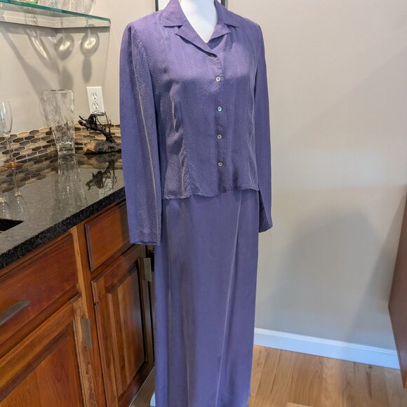 Liz Claiborne Vintage Purple Sheath Maxi Dress Jacket 2pc Set Size 6 Formal - Picture 3 of 9